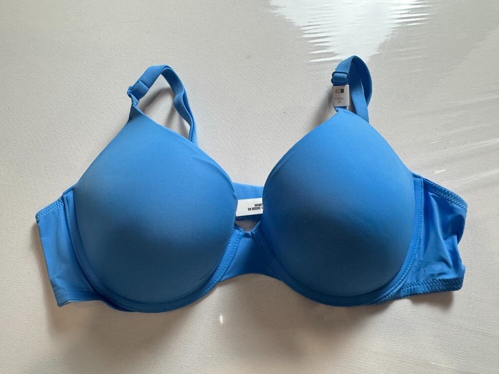 Victoria's Secret PINK Push-Up Bra 40B Blue Lined Underwire NWT Smooth T-Shirt